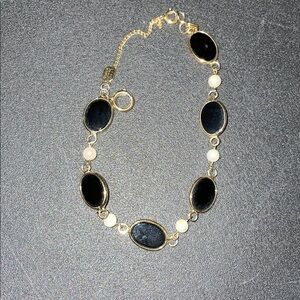 Vintage Karen Lynne 12k Gold Filled Black Onyx Scarab Bracelet 7 1/2 Inch